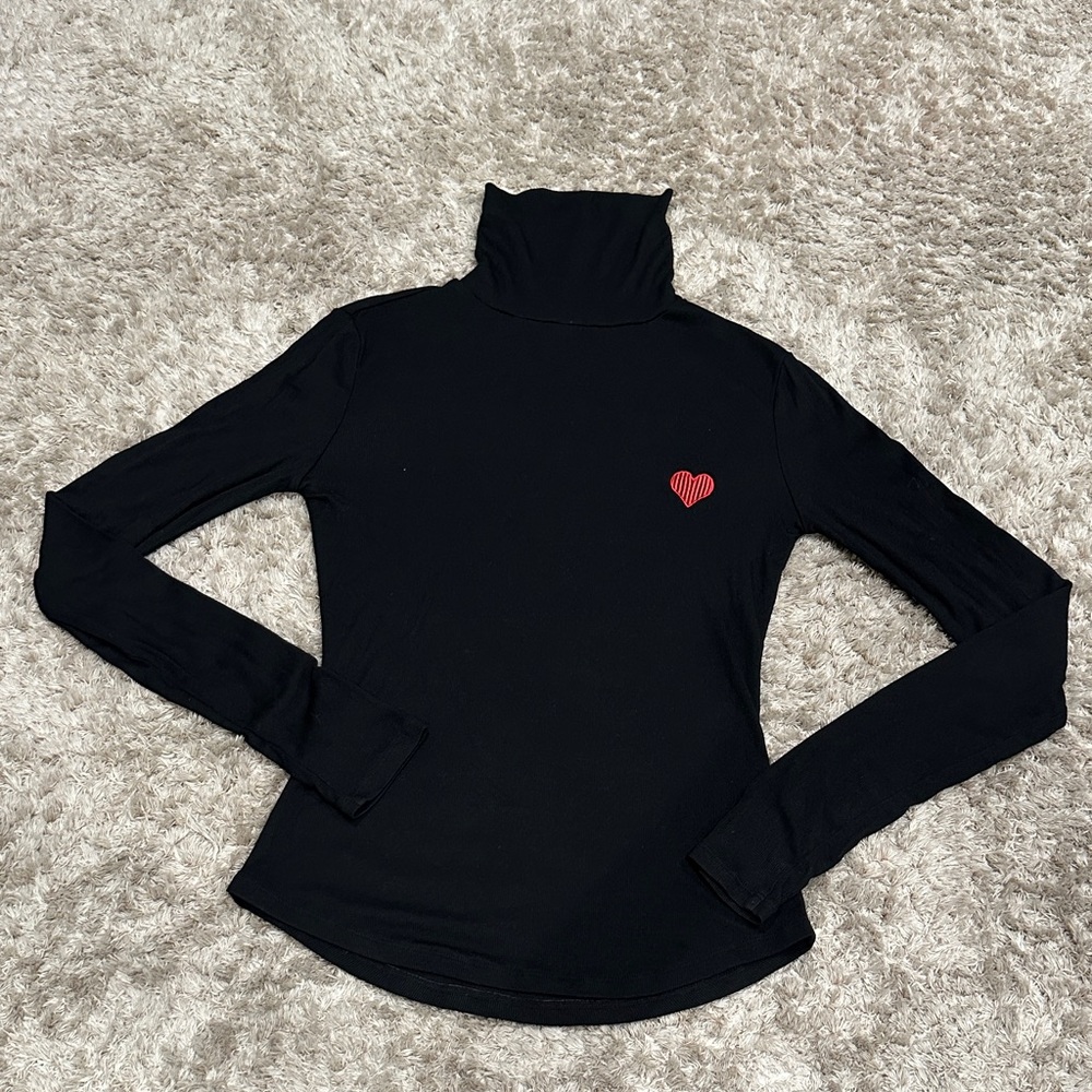 Sunday Best Black Long Sleeve with Red Heart